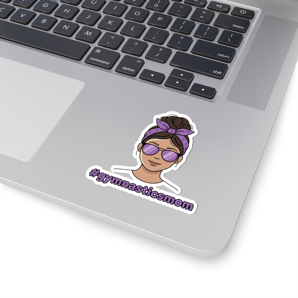 Gymnastics Mom Sticker — Purple Bandana Mom with #gymnasticsmom Text